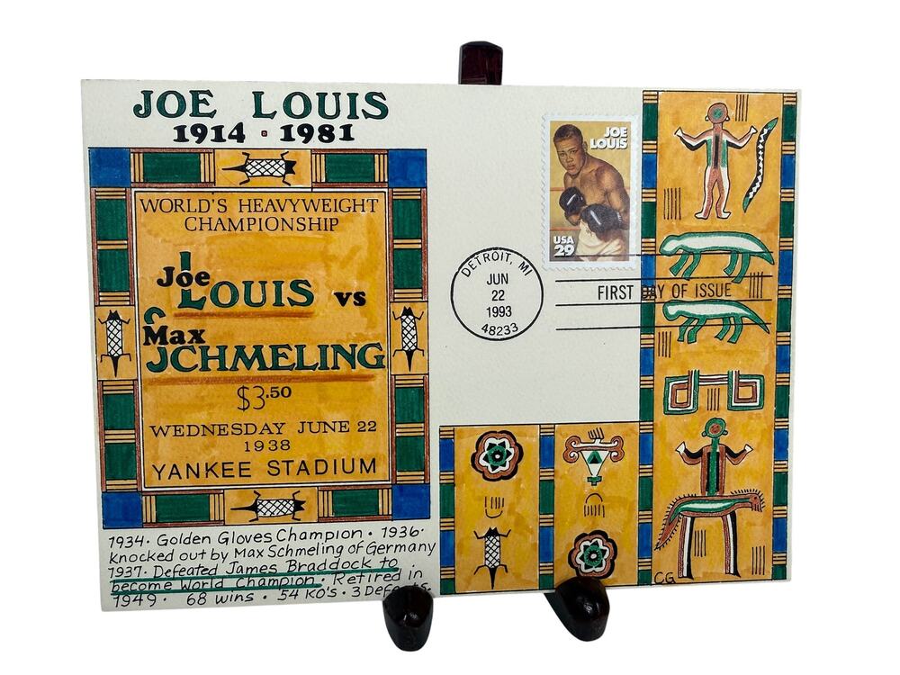 US FDC FIRST DAY COVER Joe Louis Hand Painted Cache Carol Gordon 4/27 1993 RARE